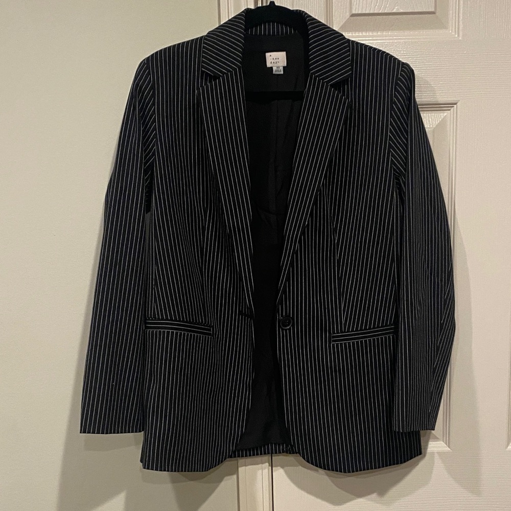 a new day Black and White Pinstripe Blazer